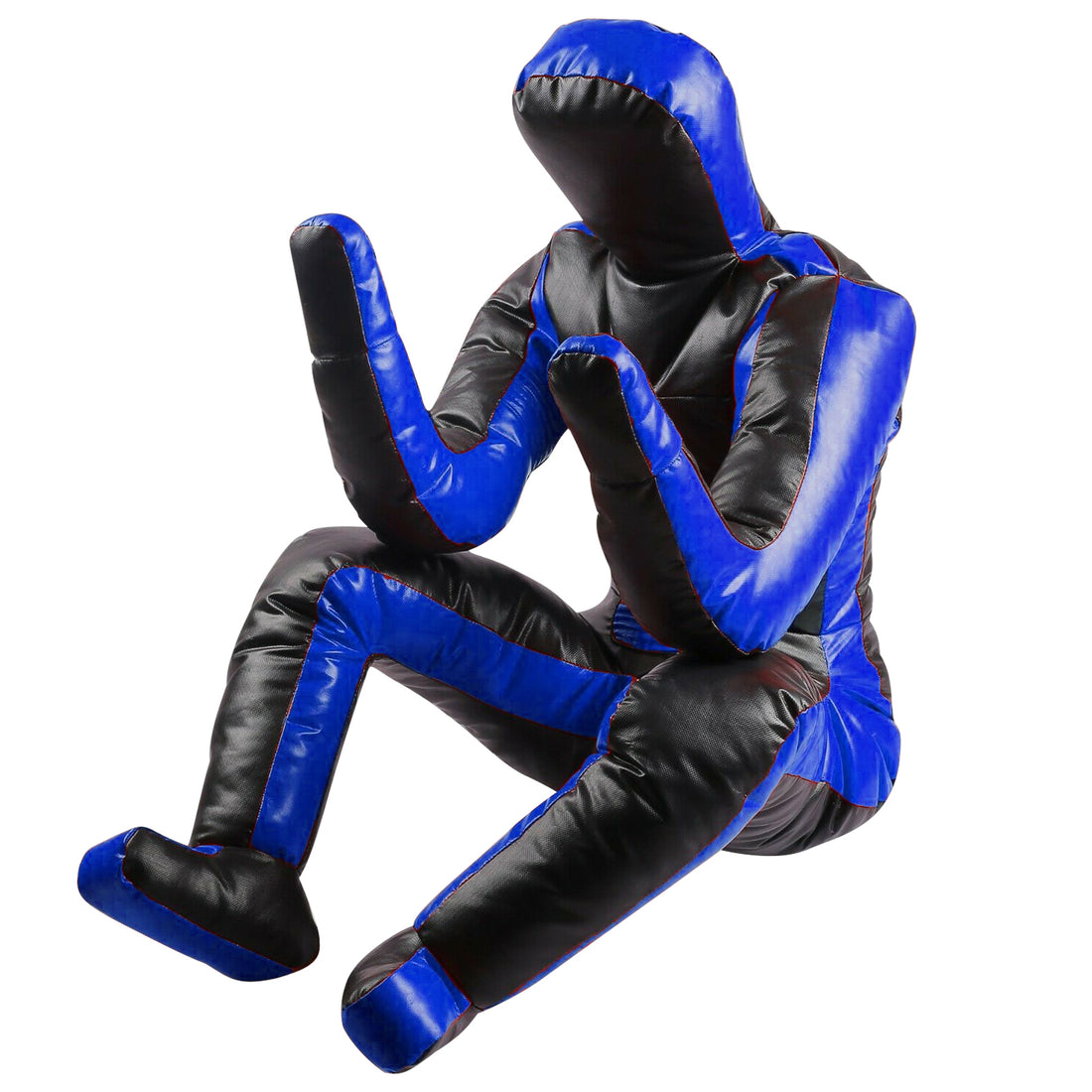 Brazilian Jiu Jitsu Leather Grappling Kneeling Dummy Boxing judo MMA - Black/Blue - LEATHER - DEFENDING POSITION
