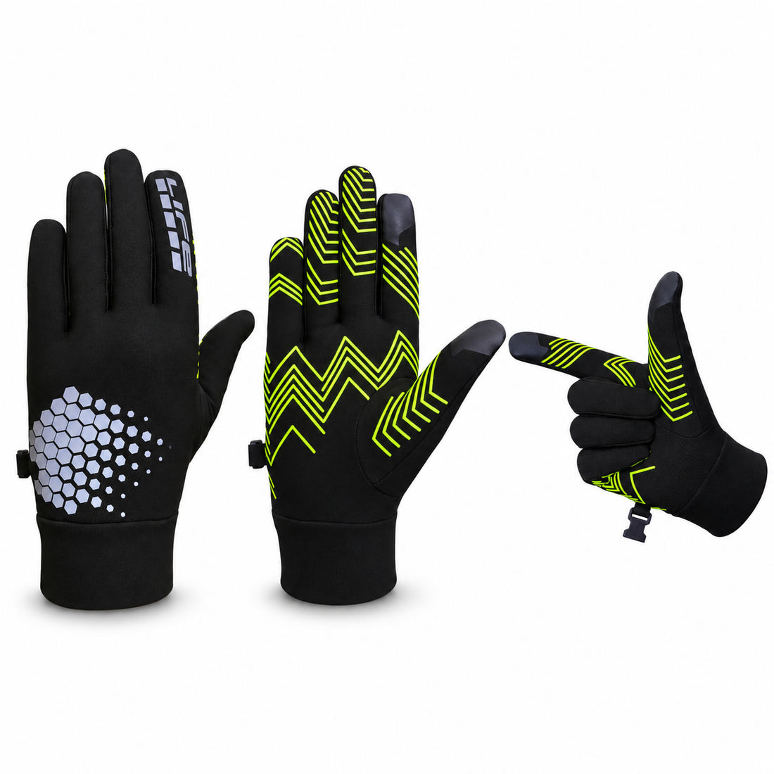 Reflective All-Weather Grip Gloves - Water-Resistant Touchscreen Winter Sports Gloves for Cycling, Horse Riding, Running & Outdoor Use