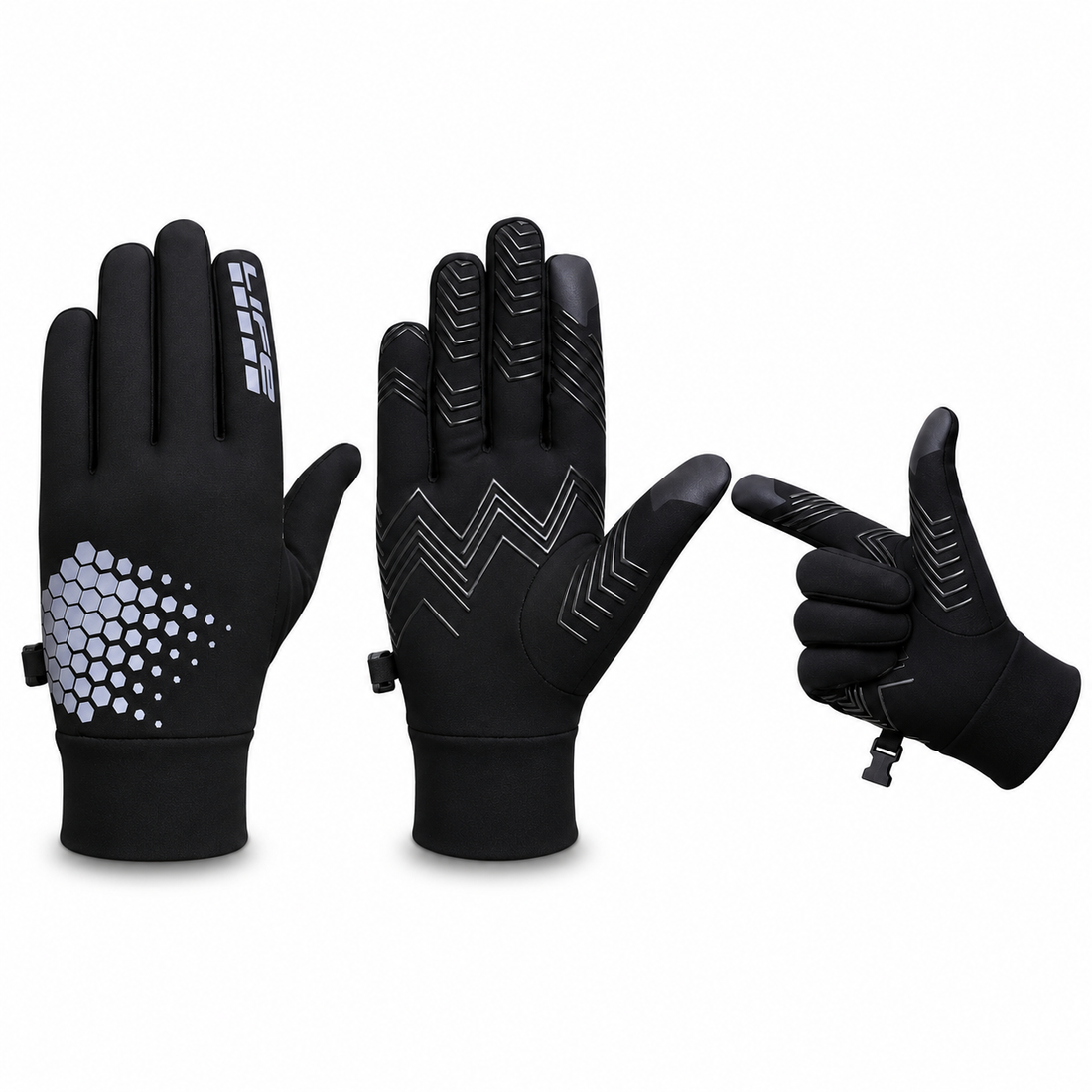 Reflective All-Weather Grip Gloves - Water-Resistant Touchscreen Winter Sports Gloves for Cycling, Horse Riding, Running & Outdoor Use