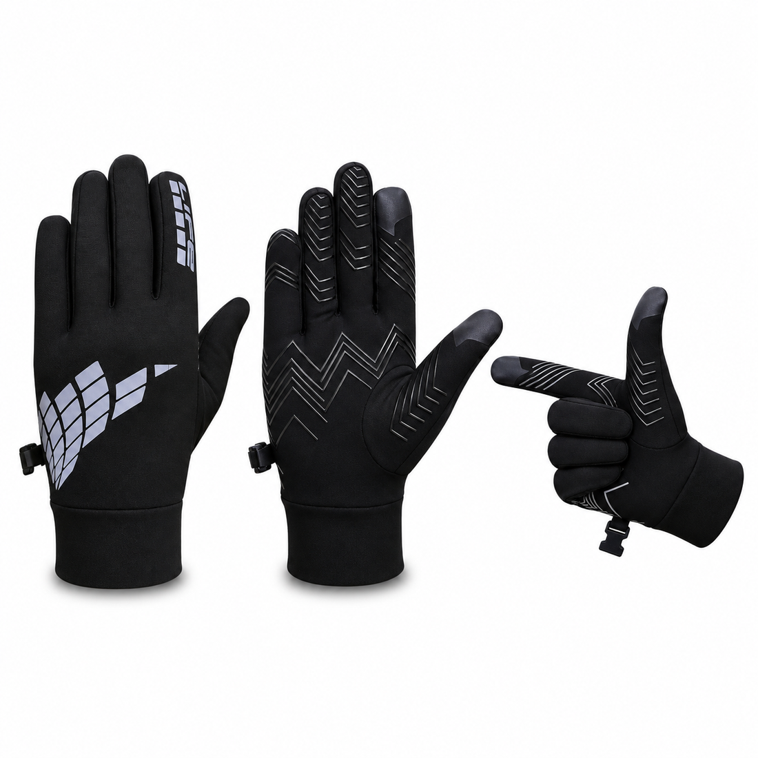 Reflective All-Weather Grip Gloves - Water-Resistant Touchscreen Winter Sports Gloves for Cycling, Horse Riding, Running & Outdoor Use