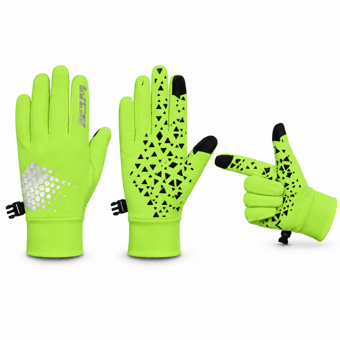Reflective All-Weather Grip Gloves - Water-Resistant Touchscreen Winter Sports Gloves for Cycling, Horse Riding, Running & Outdoor Use