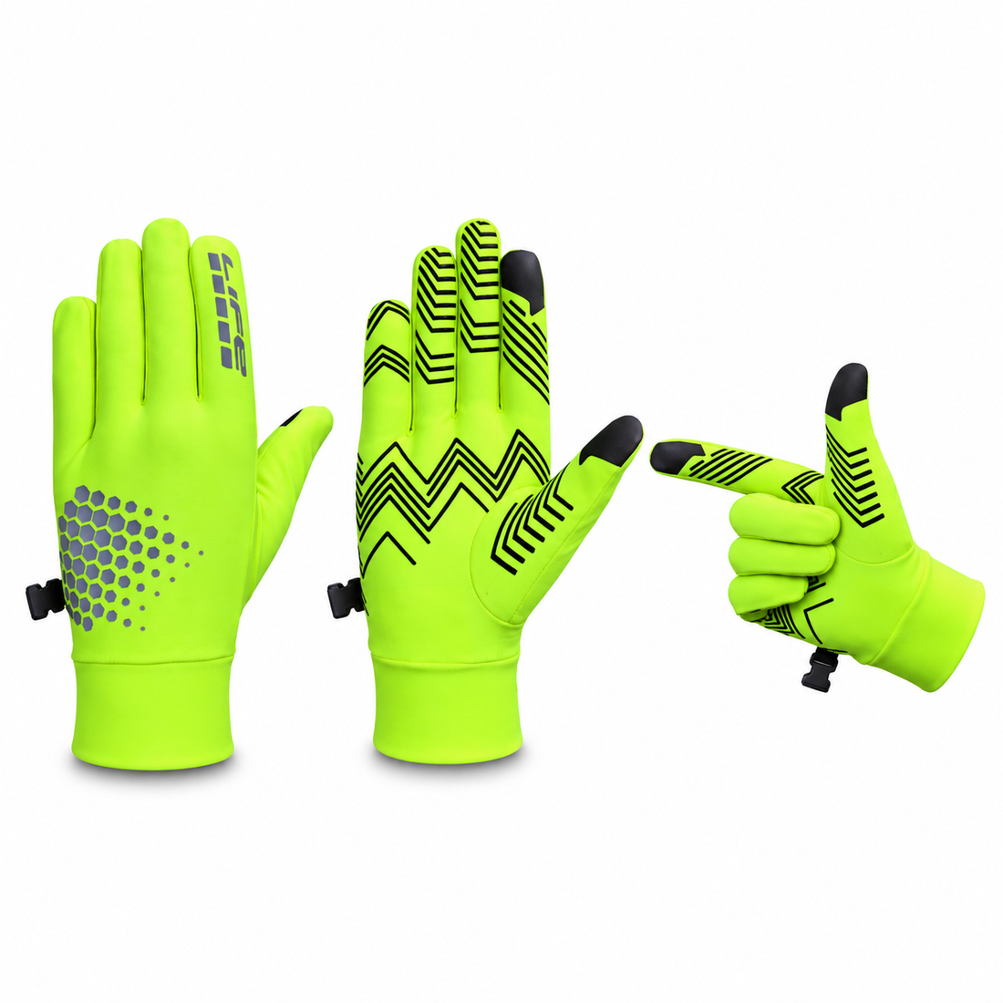 Reflective All-Weather Grip Gloves - Water-Resistant Touchscreen Winter Sports Gloves for Cycling, Horse Riding, Running & Outdoor Use
