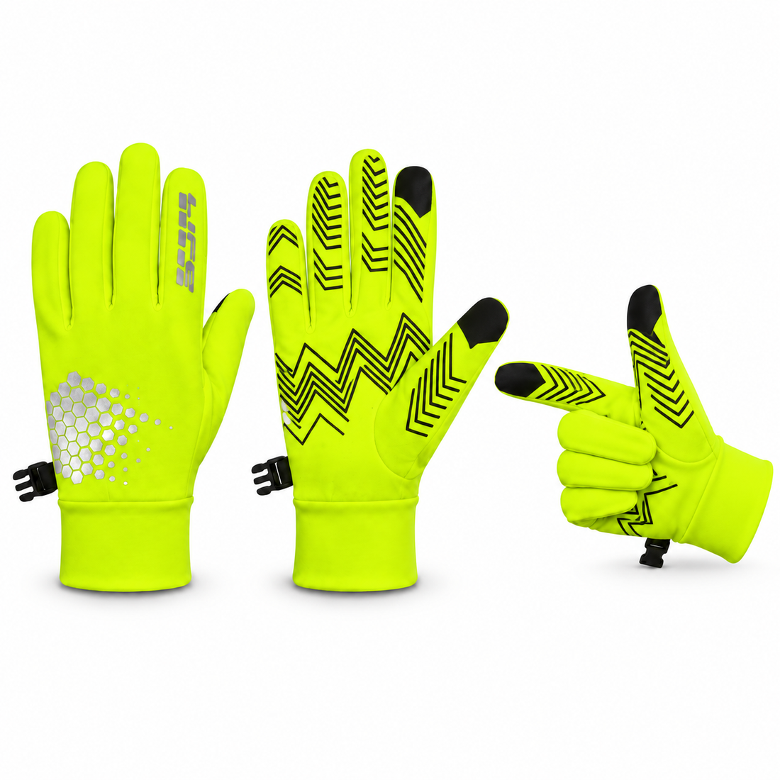 Reflective All-Weather Grip Gloves - Water-Resistant Touchscreen Winter Sports Gloves for Cycling, Horse Riding, Running & Outdoor Use