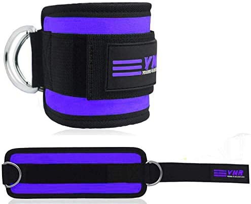 YNR 2 PCS Ankle Straps for Cable Machines Weightlifting Gym Workout Fitness Double D-Ring Neoprene Padded Ankle Cuffs for Legs, Abs and Glute Exercises