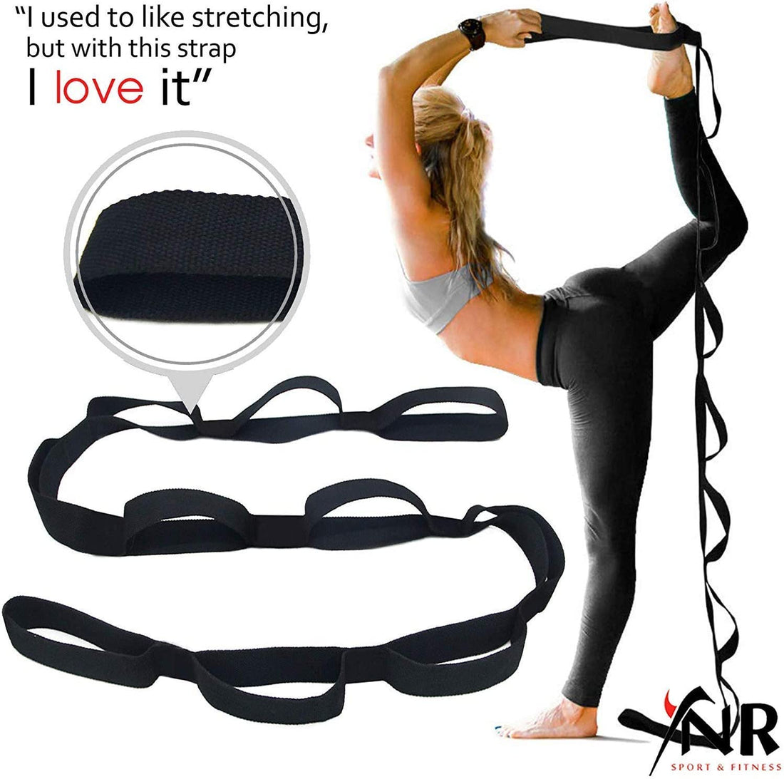 YNR® Loop Yoga Stretching Strap Belt Training Leg Body Exercise Fitness Sport