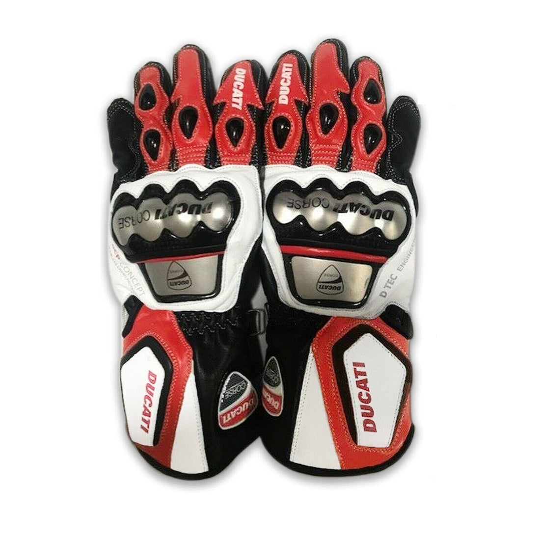 Ducati Corse New Leather Racing Motorbike Glove Pre-Curved Finger Motorcycle Glo