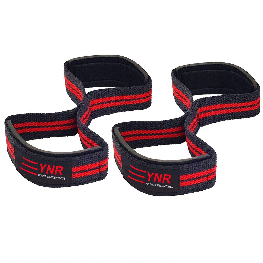 YNR Figure eight 8 Padded Cuff Weight Lifting Wrist Straps Gym Deadlift Double Loop
