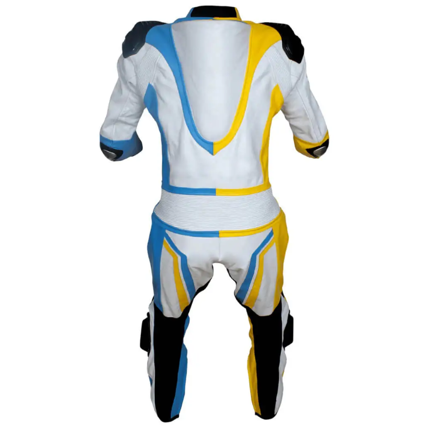 YNR Yellow Blue White Custom Motorbike Racing Leather Suit