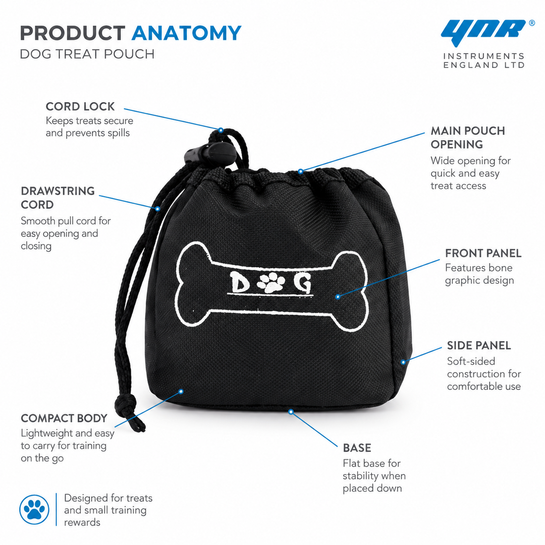 YNR Dog Training Treat Bag – Polyester Reward Pouch for Puppy Walking, Obedience, Agility & Everyday Pet Training Activities