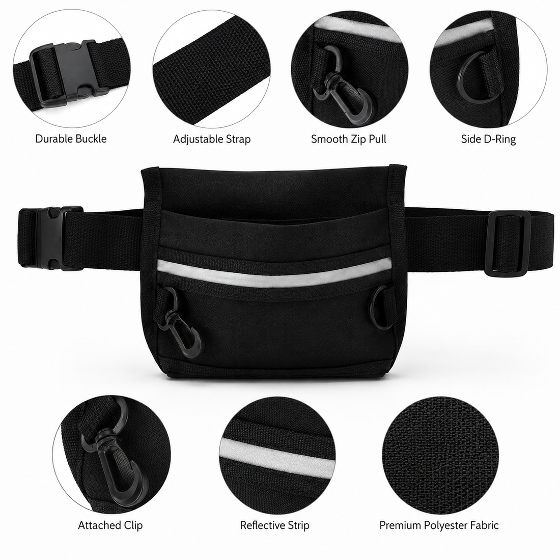 YNR Dog & Cat Training Treat Pouch – 15 x 20cm Oxford Nylon Reward Bag with Adjustable Waist Belt for Walking & Obedience