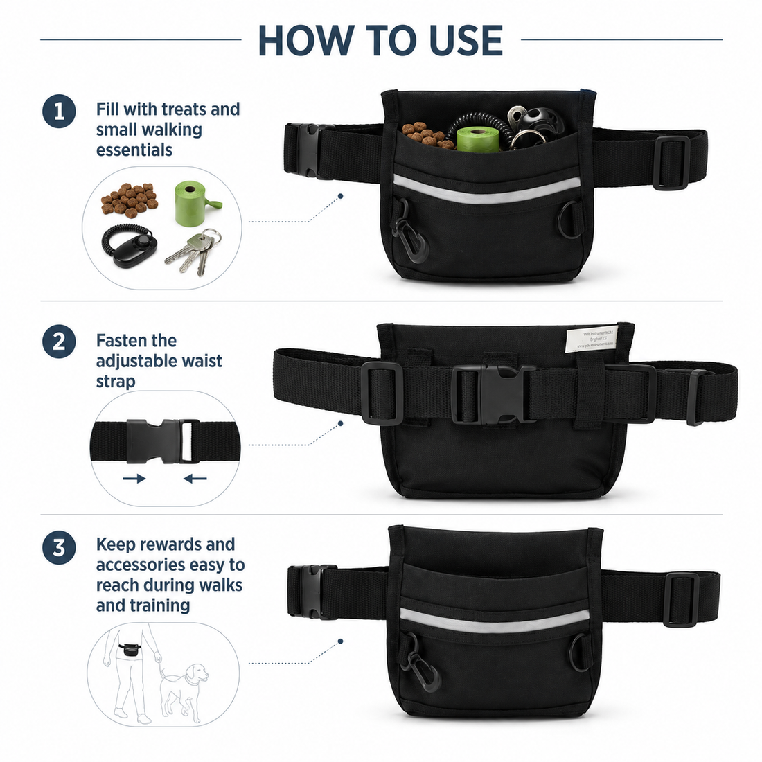 YNR Dog & Cat Training Treat Pouch – 15 x 20cm Oxford Nylon Reward Bag with Adjustable Waist Belt for Walking & Obedience