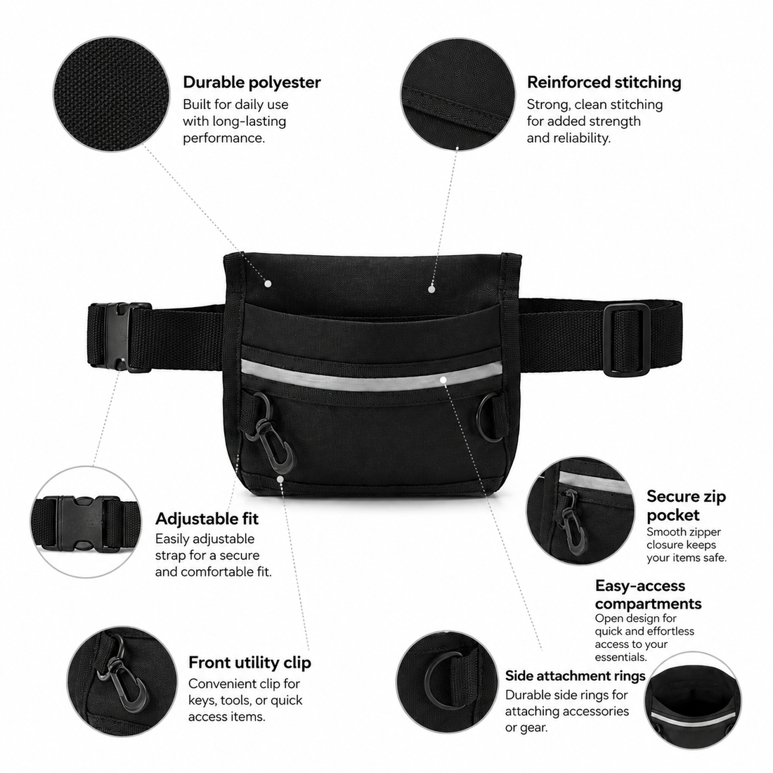 YNR Dog & Cat Training Treat Pouch – 15 x 20cm Oxford Nylon Reward Bag with Adjustable Waist Belt for Walking & Obedience