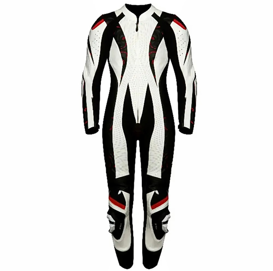 YNR White And Black Motorbike Racing Custom Leather Suit