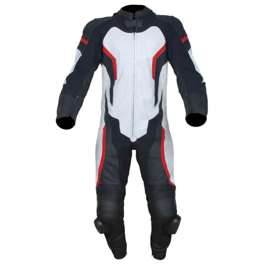 YNR White Black Red Custom Motorbike Racing Leather Suit