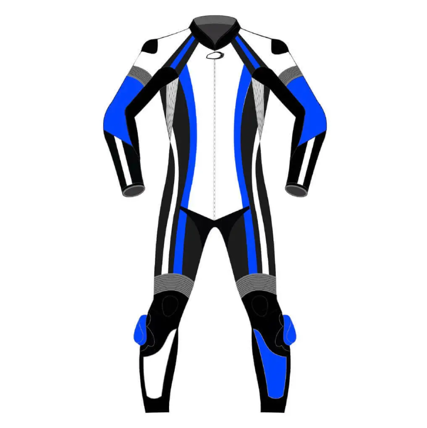 YNR Blue Black White Custom Motorbike Racing Leather Suit