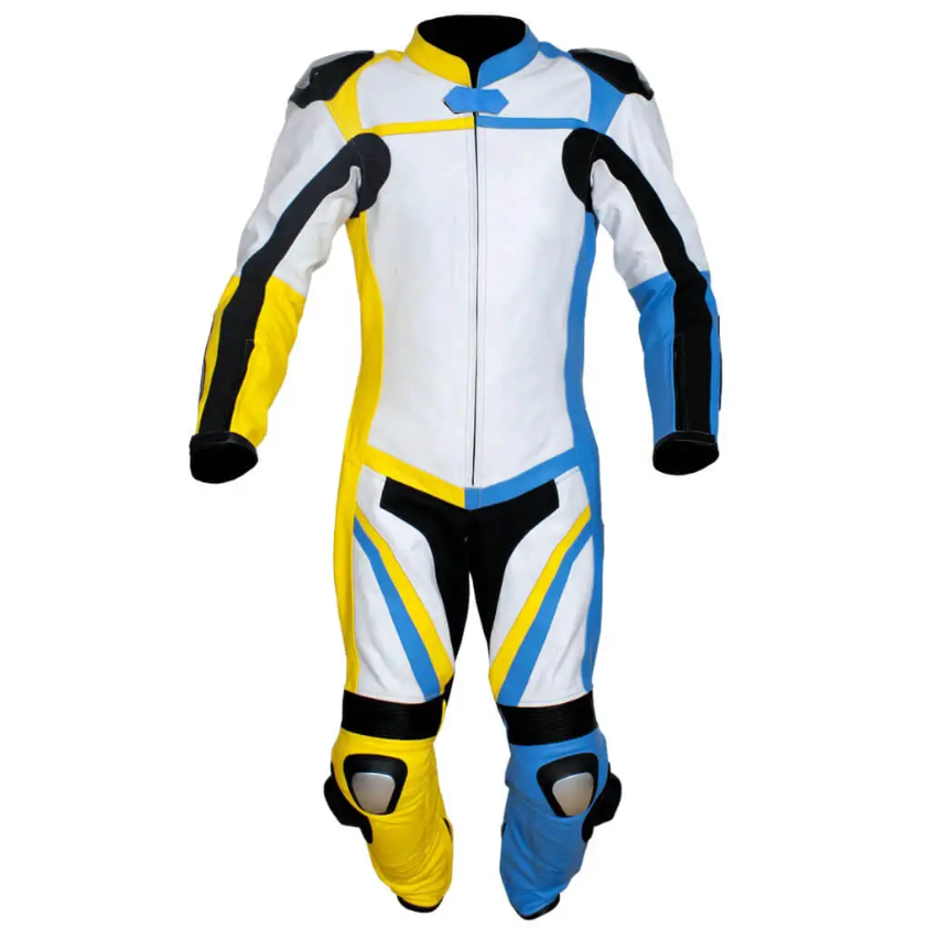 YNR Yellow Blue White Custom Motorbike Racing Leather Suit