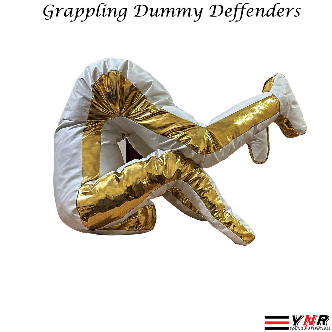 Special Limited Edition Brazilian Jiu Jitsu Premium White Leather Grappling Dummy Boxing judo MMA - White/Gold- Professional Range - DEFENDING POSITION