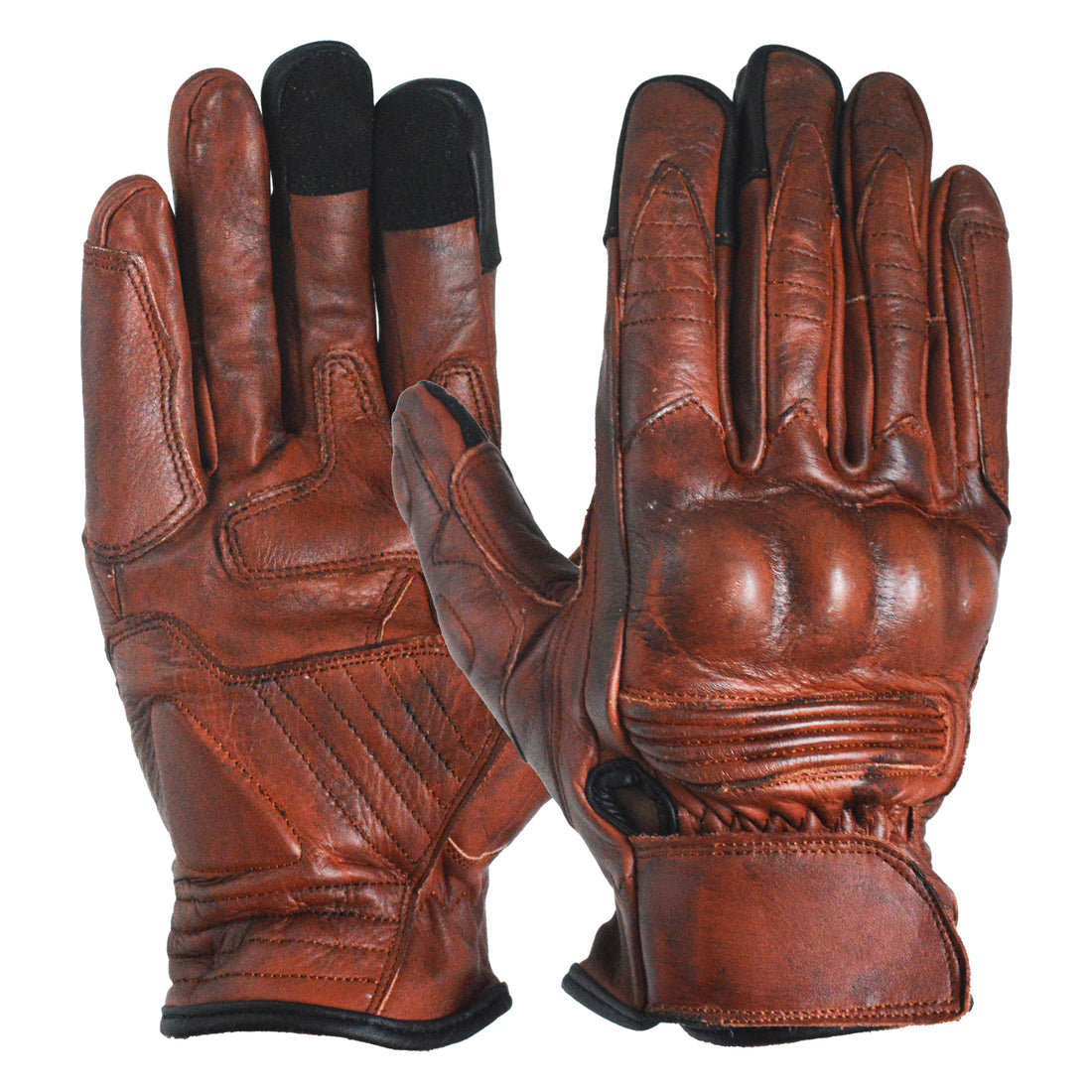 Waxed Leather Vintage Motorcycle Gloves | Knuckle Protection | YNR Sports Fitness