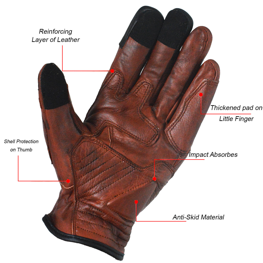 Waxed Leather Vintage Motorcycle Gloves | Knuckle Protection | YNR Sports Fitness