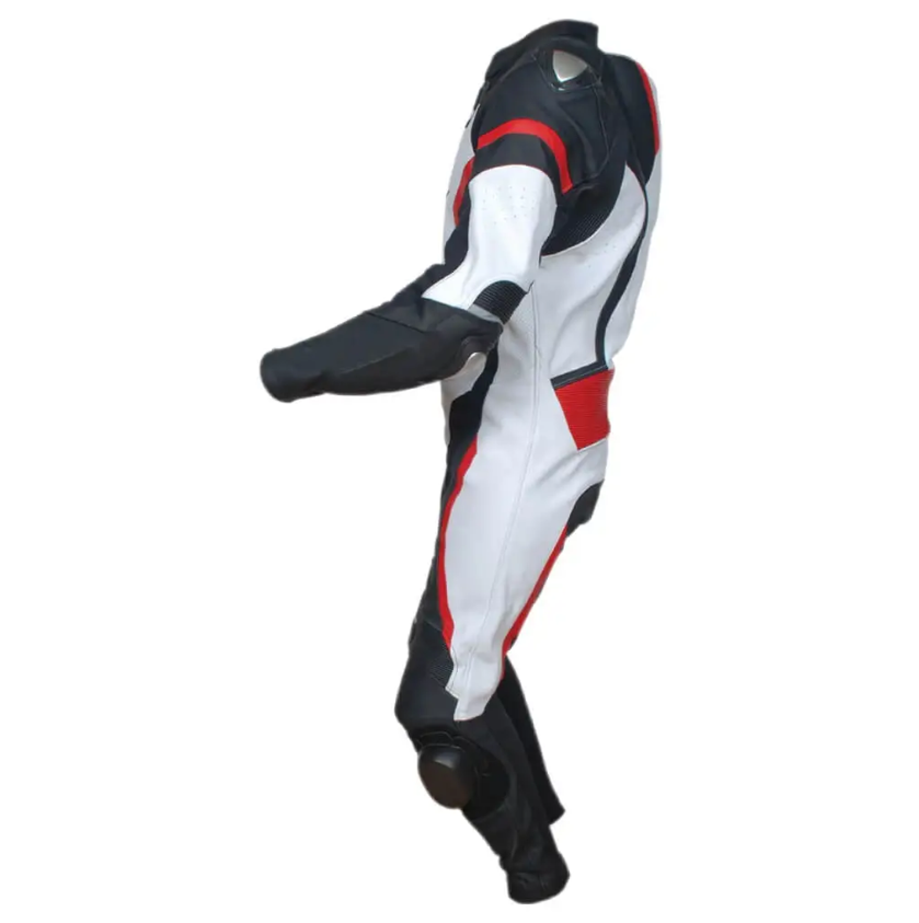 YNR White Black Red Custom Motorbike Racing Leather Suit