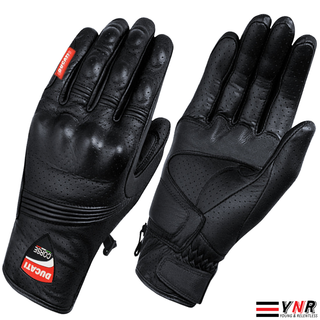 Ducati Corse New Leather Racing Motorbike Glove Pre-Curved Finger Motorcycle Glo