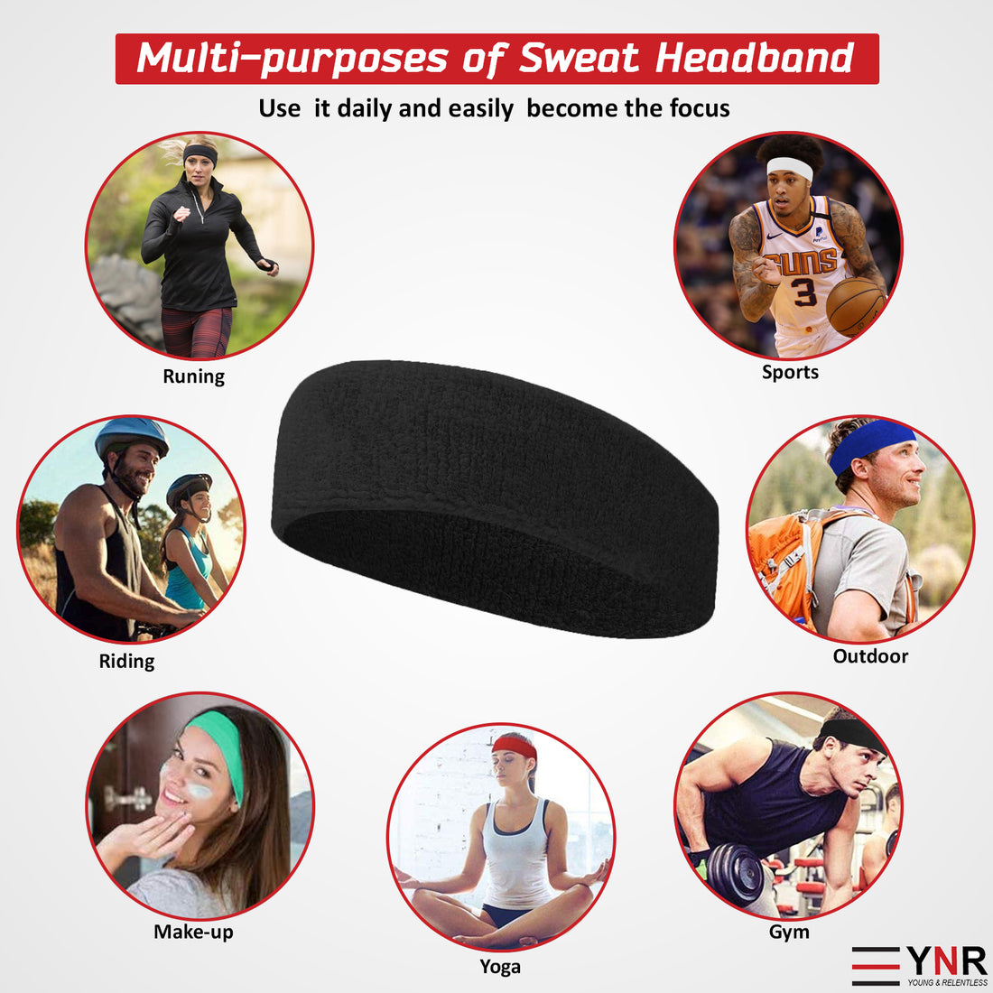 Sweatband Hairband Sports Sweat Headband Yoga Gym Stretch Unisex Head Band Mens