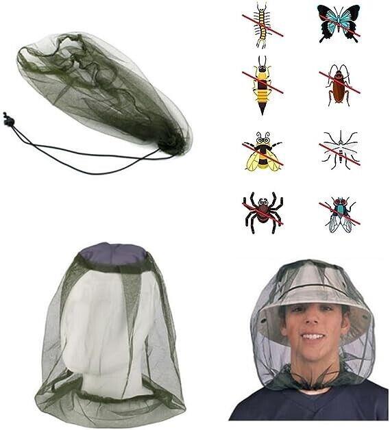 Midge Mosquito Head Net Hat Insect Fly Mesh Face Protector Travel Camping