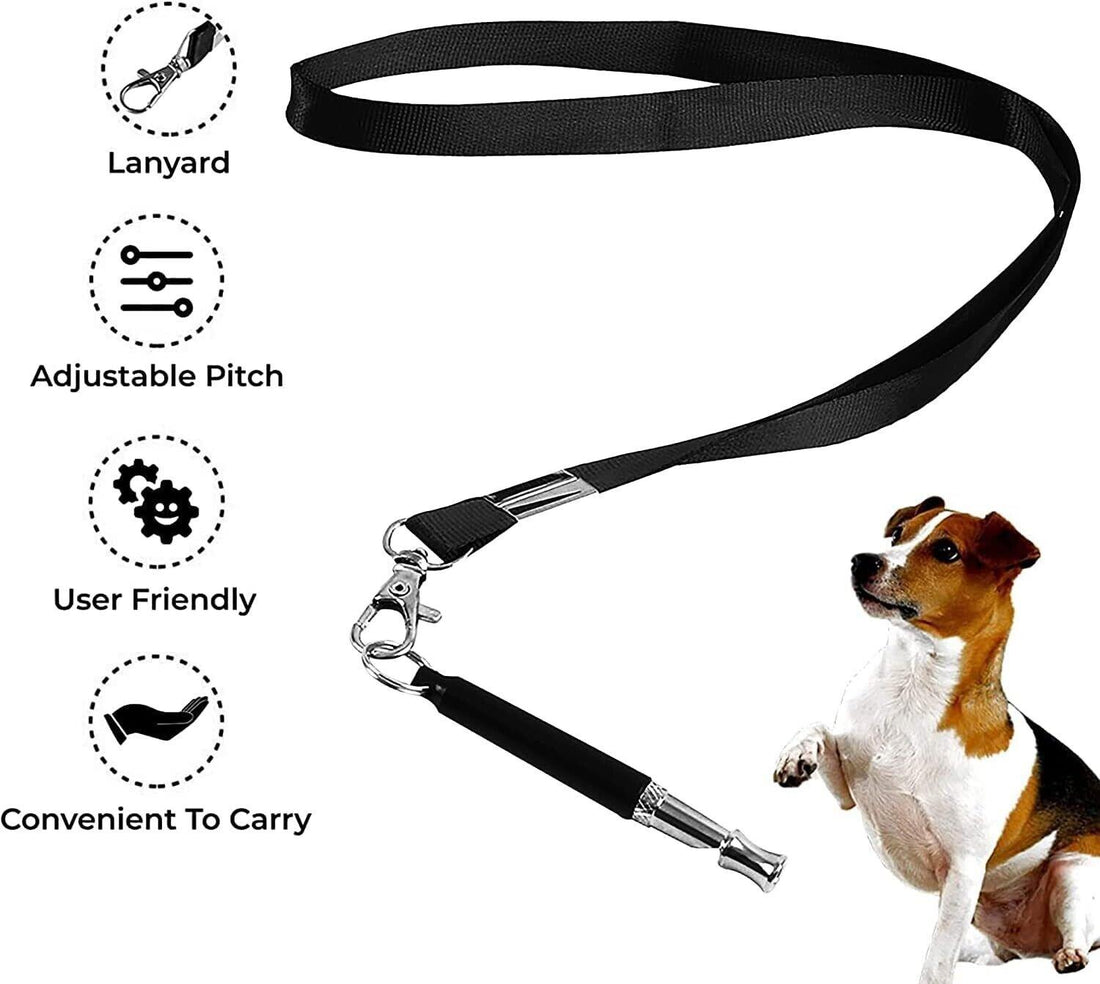 Dog Whistle Stop Barking Pet Training Ultrasonic Adjustable High Pitch Lanyard