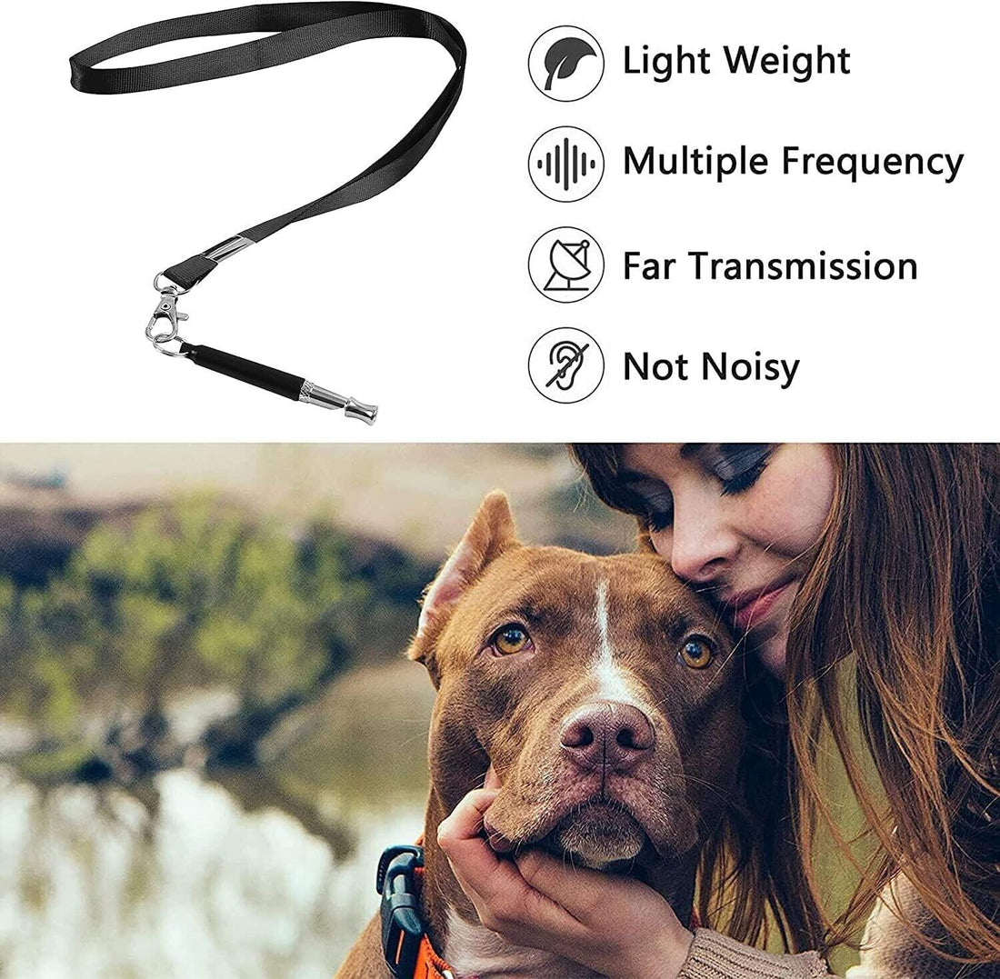 Dog Whistle Stop Barking Pet Training Ultrasonic Adjustable High Pitch Lanyard