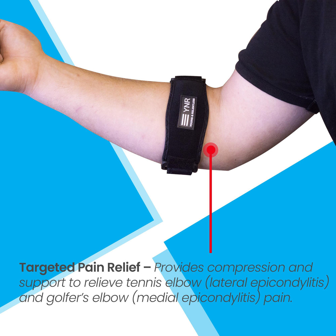 YNR Young & Relentless Elbow Brace 2 Pack - Adjustable Support for Tennis & Golfer's Elbow Pain Relief, Forearm Compression Strap for Sports, Work, & Daily Use