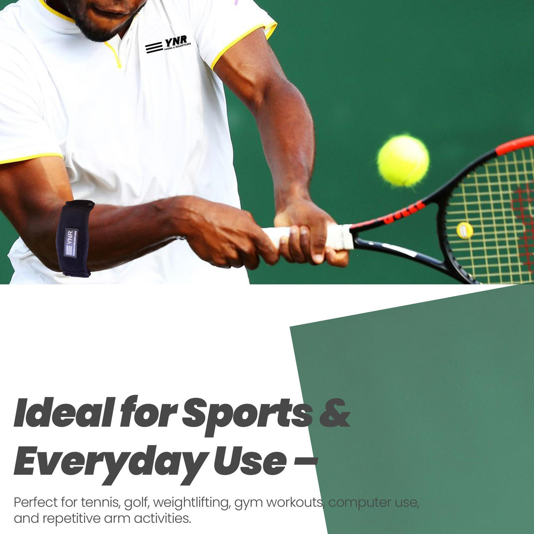 YNR Young & Relentless Elbow Brace 2 Pack - Adjustable Support for Tennis & Golfer's Elbow Pain Relief, Forearm Compression Strap for Sports, Work, & Daily Use