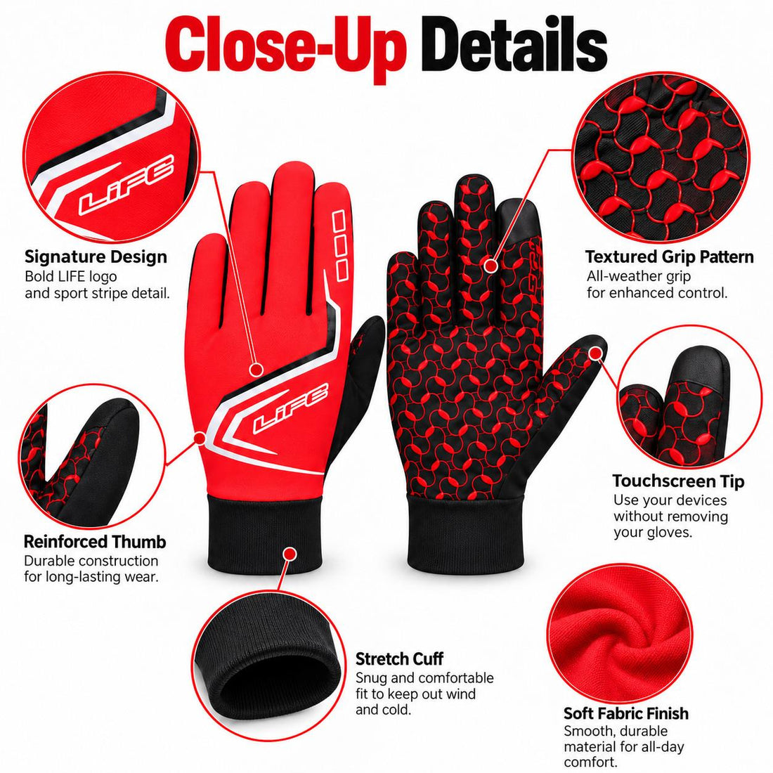 All Weather Winter Grip Gloves Cycling Horse Riding Sports Water Resistant Unise