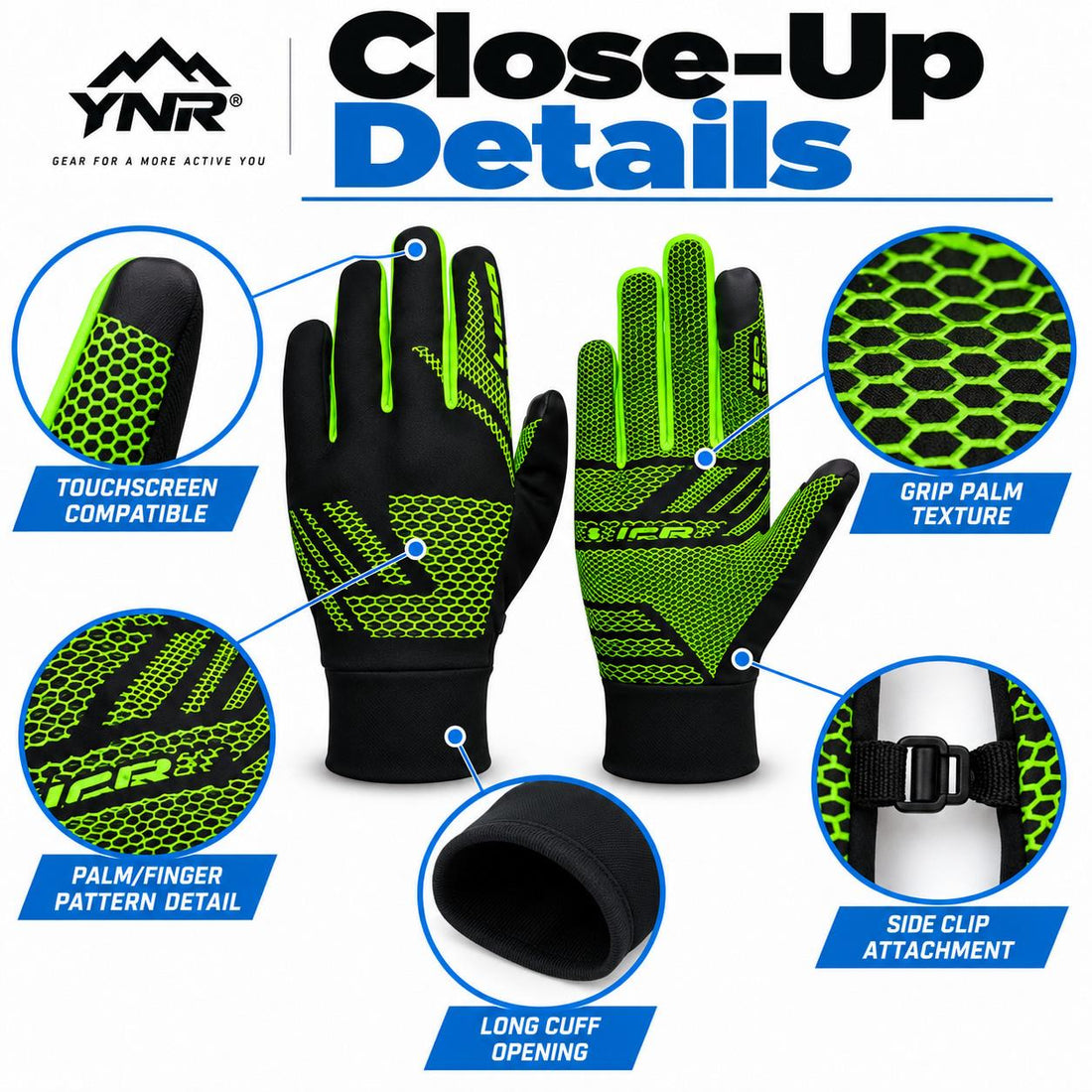 All Weather Cycling Riding Gloves Reflective Grip Winter Outdoor Sports Unisex