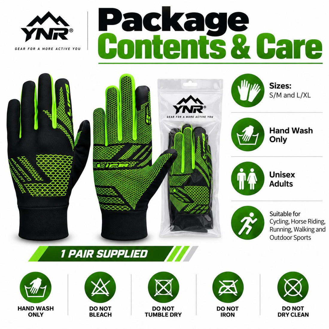 All Weather Cycling Riding Gloves Reflective Grip Winter Outdoor Sports Unisex