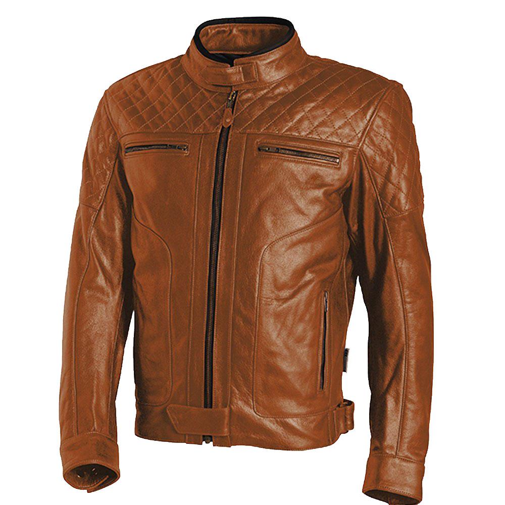 Mens Light Brown Leather Jacket Motorbike Stylish Custom