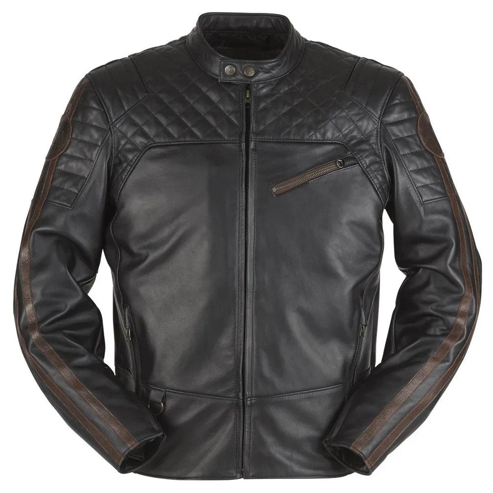 Mens Black Brown Leather Jacket Motorbike Stylish Custom