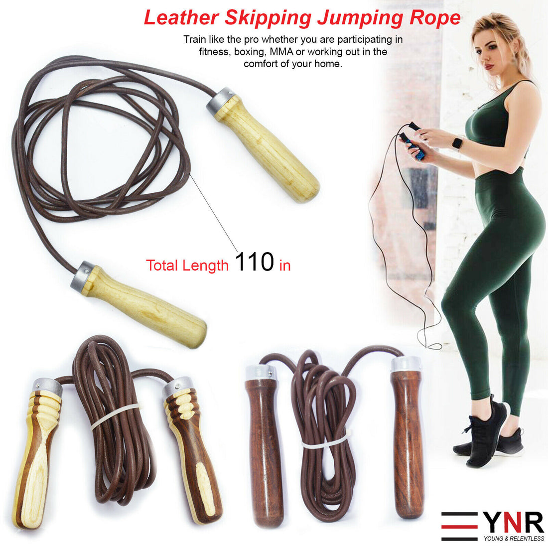 Heavy Duty Leather Skipping Rope Gym Fitness Boxing Jump Weight Loss Adults Kids