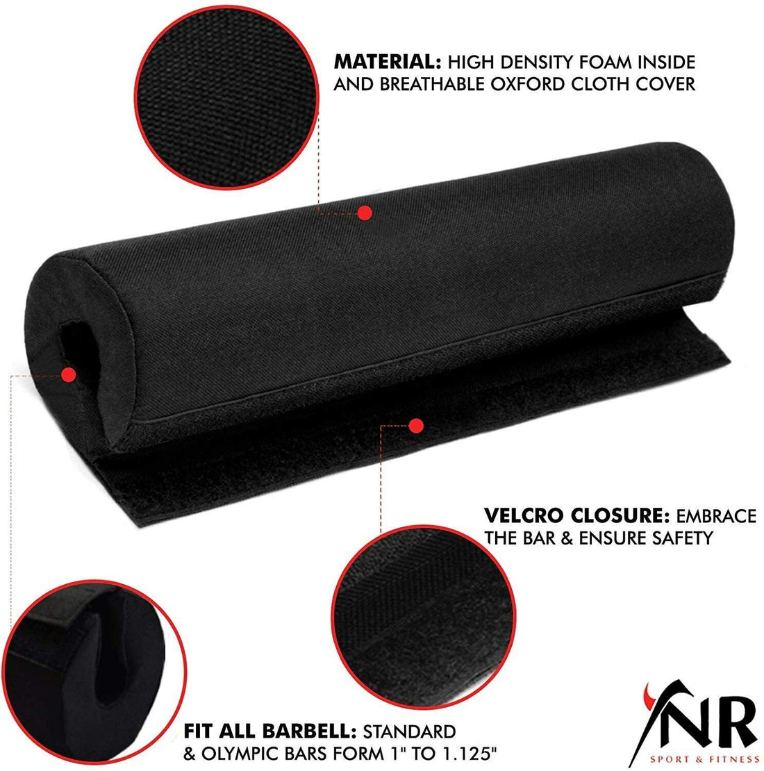 Foam Barbell Bar Rest Pad for Squat Weight Lifting Back Shoulder Olympic Bars