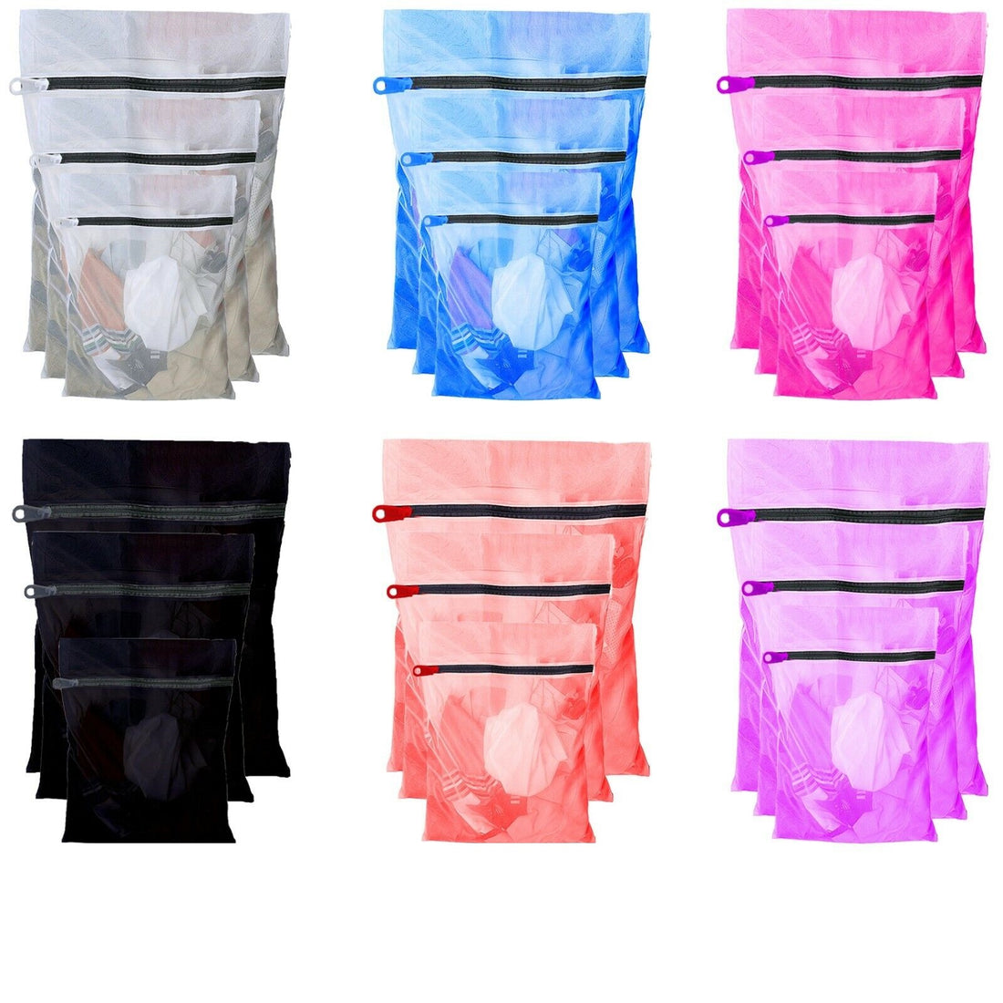 YNR 3x Laundry Washing Mesh Net Zipped Lingerie Underwear Bra Socks Clothes Wash Bag