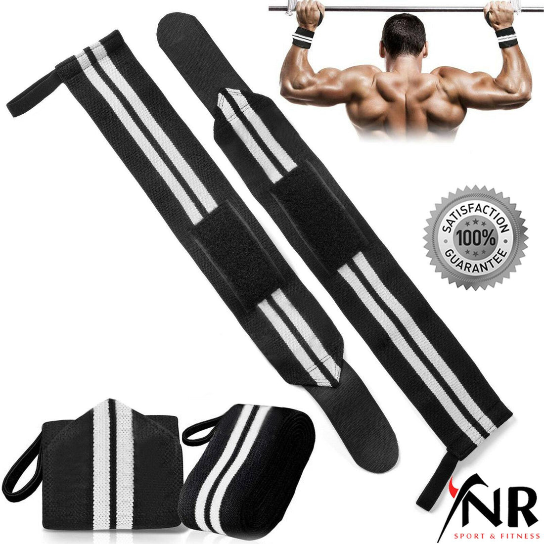 Power Weight Lifting Wrist Wraps Gym Training Straps Hand Bar Support Gloves NEW