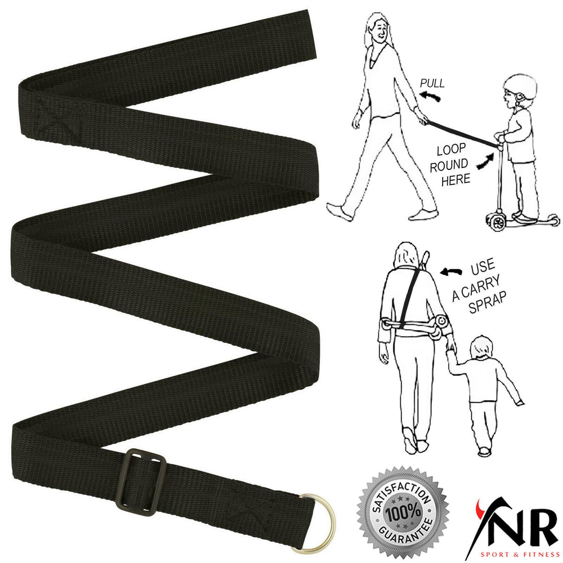 Scooter Lead Pull Strap Scoot Tow Line Carry Strap available in 5 Colours