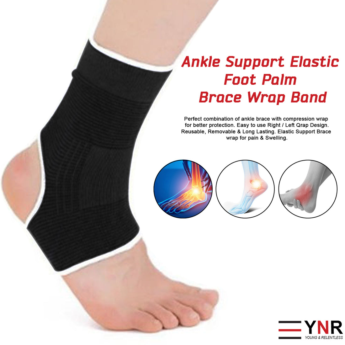 MMA Ankle support Brace Leg Arthritis Injury Gym sleeve Elasticated Bandage Wrap