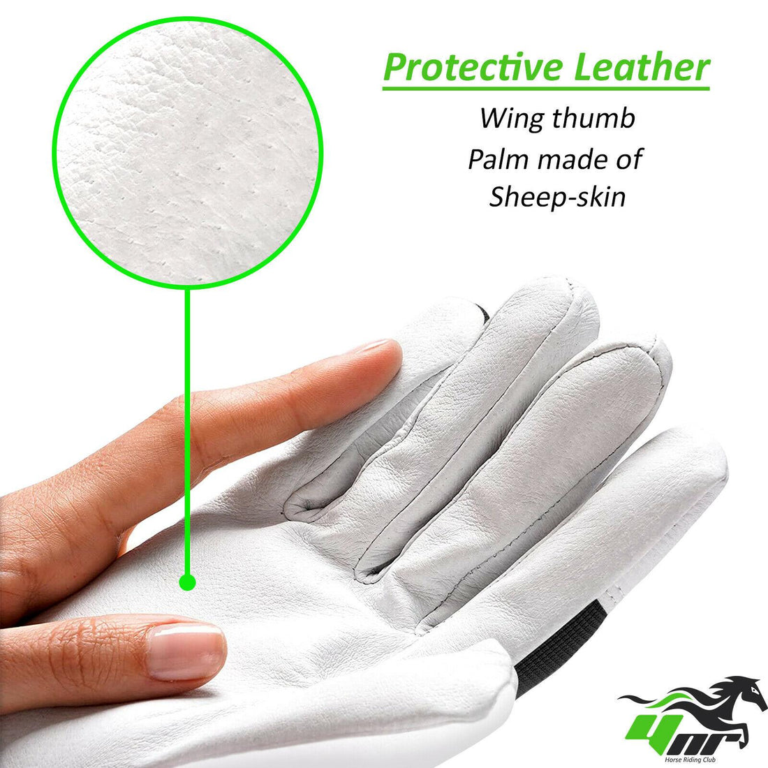 YNR Equestrian Horse Riding Gloves Synthetic Leather Cotton Mens Ladies Kids S M L