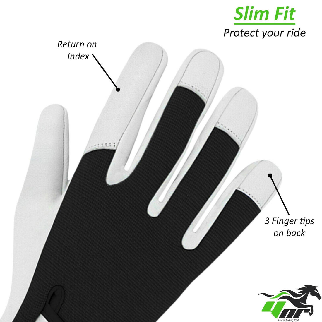 YNR Equestrian Horse Riding Gloves Synthetic Leather Cotton Mens Ladies Kids S M L