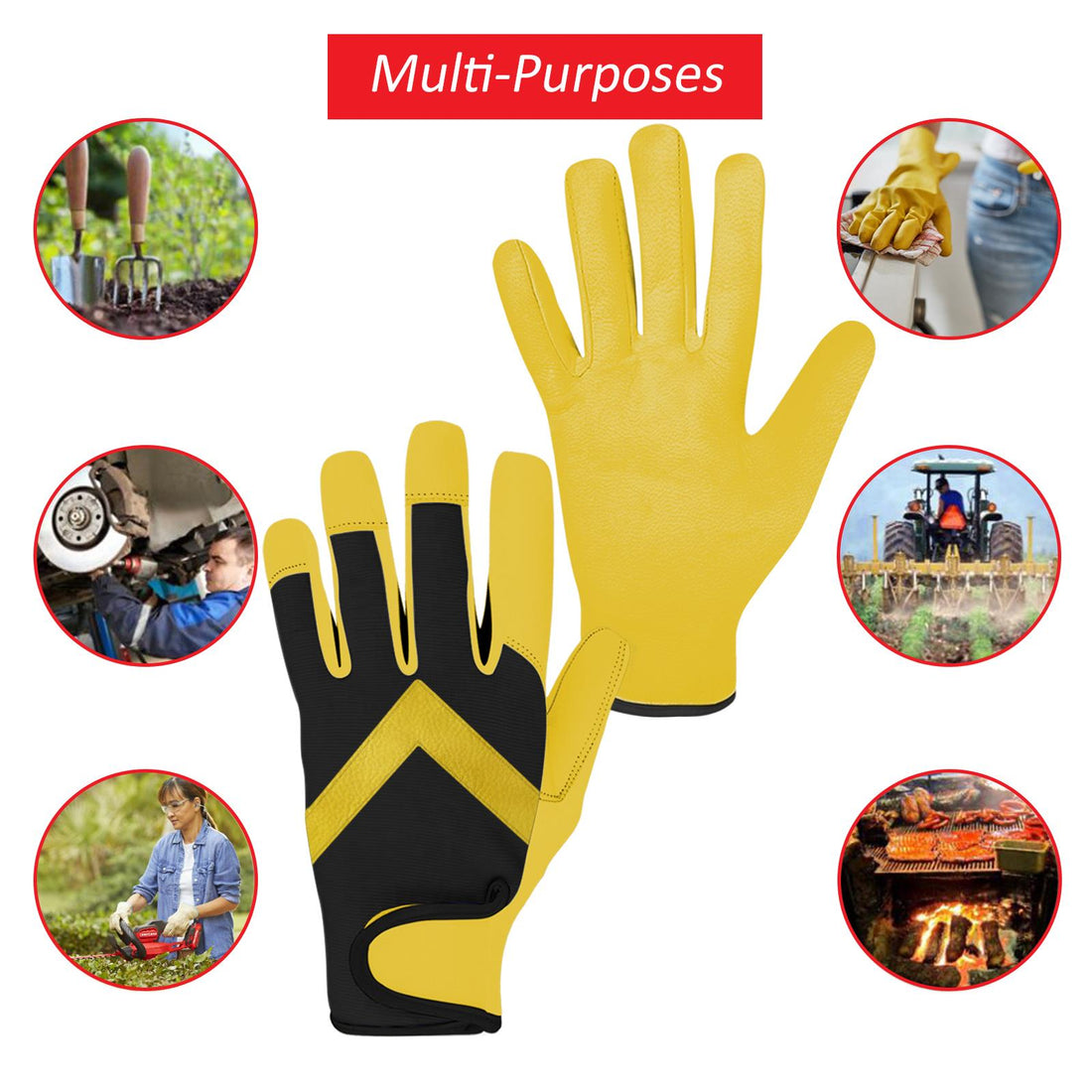 YNR Gardening Working Gloves Thorn Proof Flexible Heavy Duty Leather Mechanic Utility Dexterity Breathable Construction Gloves for Work Men Women