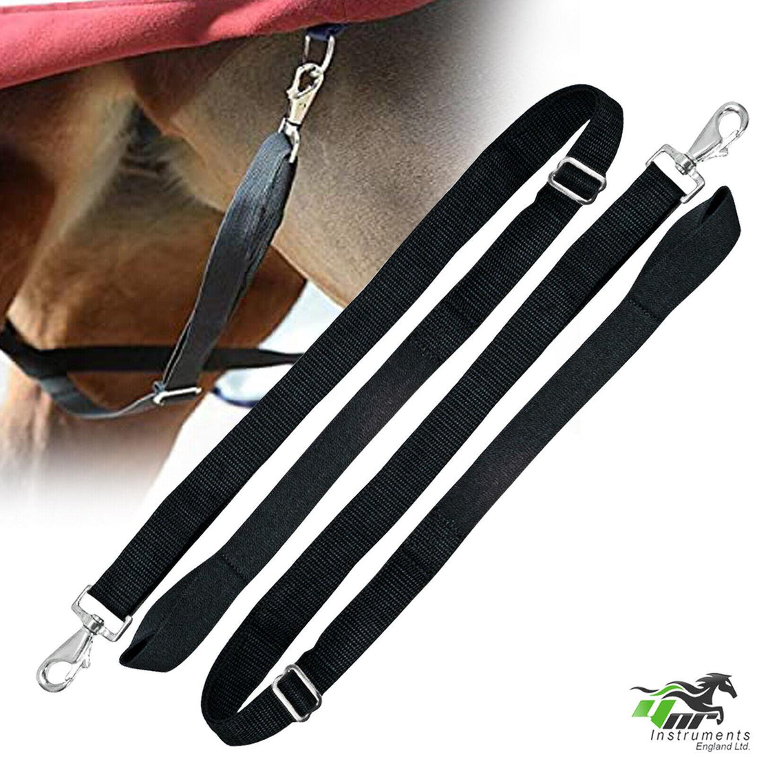 YNR 2 Horse Pony Rug Blanket Replacement Leg Straps Adjustable 60cm - 100cm BLACK