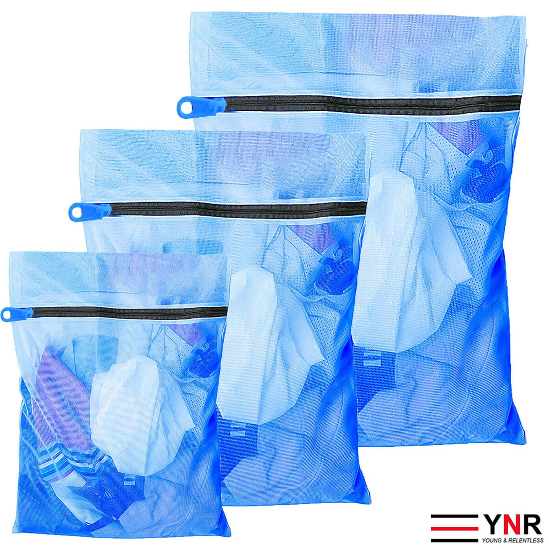 YNR 3x Laundry Washing Mesh Net Zipped Lingerie Underwear Bra Socks Clothes Wash Bag
