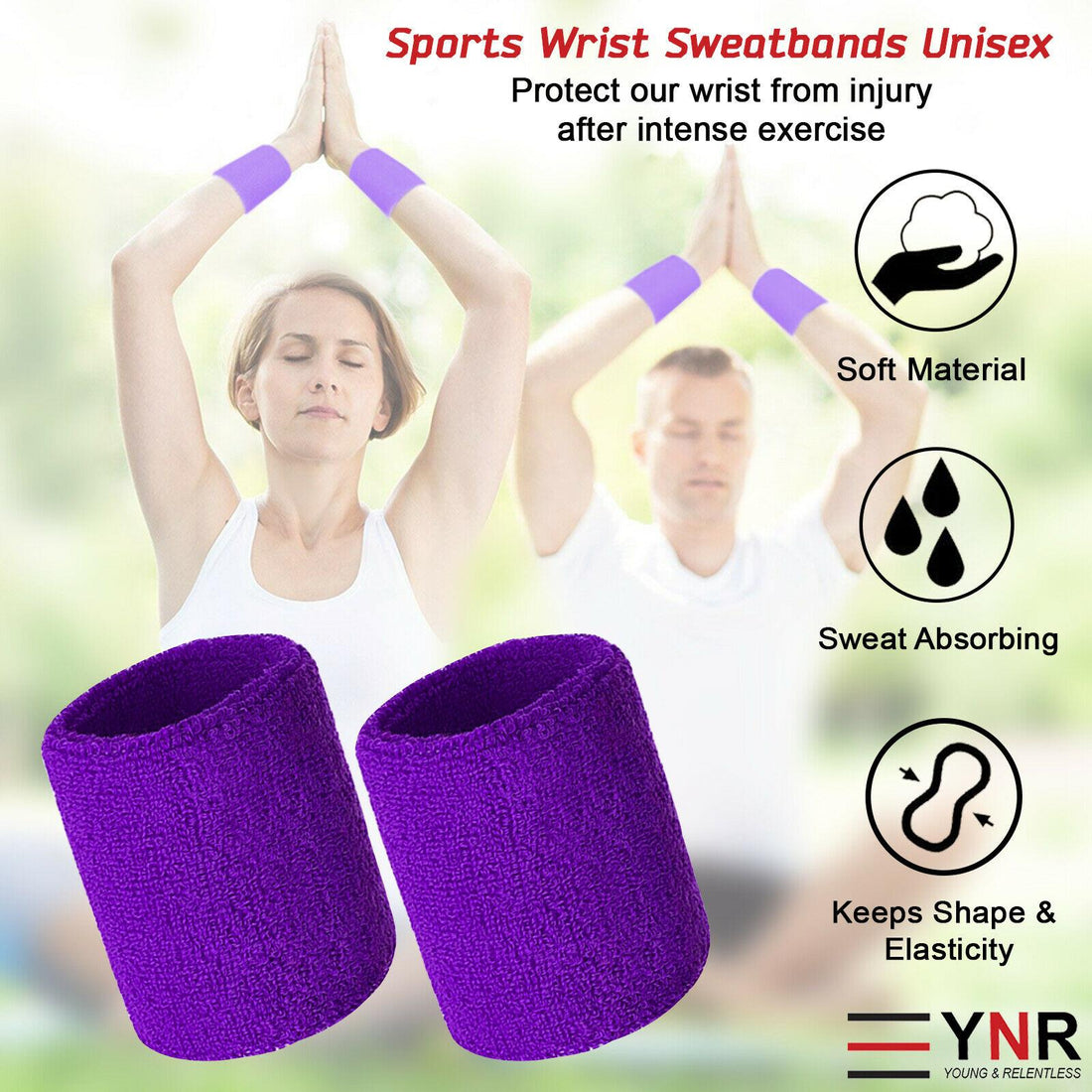 Sports Wrist Sweat Bands Handbands Unisex 80s Fitness Wool Sweatbands Gym Tennis