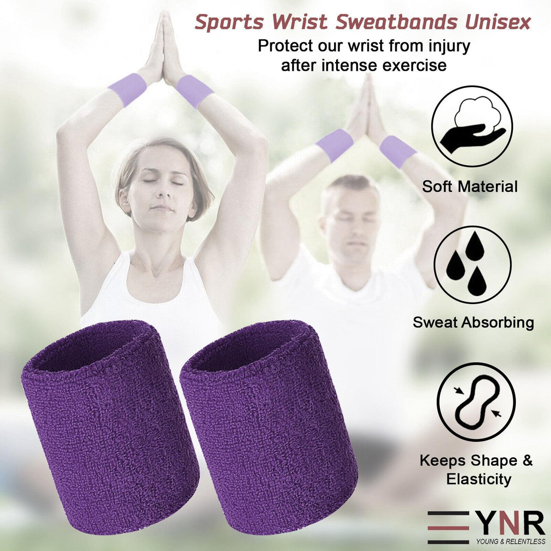 Sports Wrist Sweat Bands Handbands Unisex 80s Fitness Wool Sweatbands Gym Tennis