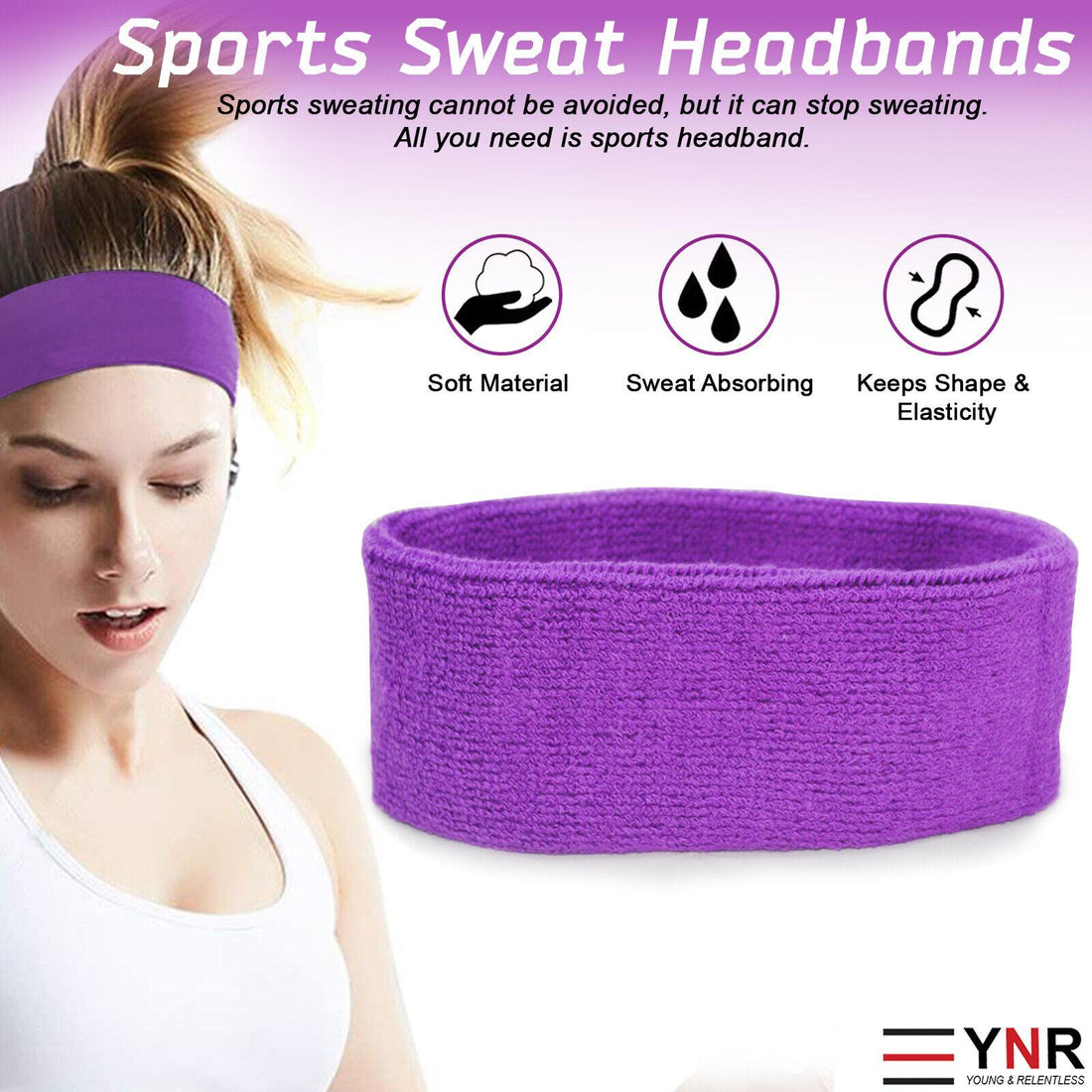 Sweatband Hairband Sports Sweat Headband Yoga Gym Stretch Unisex Head Band Mens